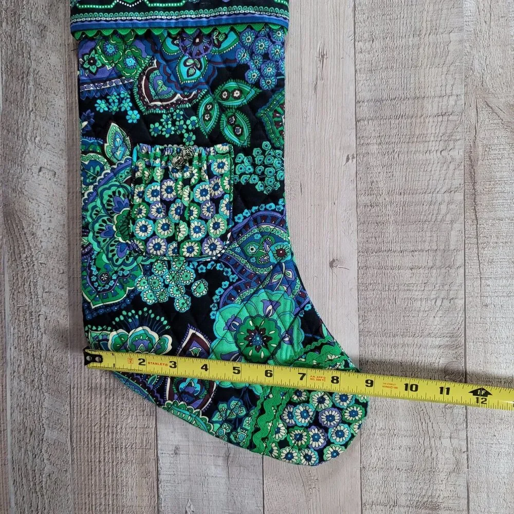 Vera Bradley Christmas Stocking Holiday BLUE RHAPSODY Paisley Mandala Pocket